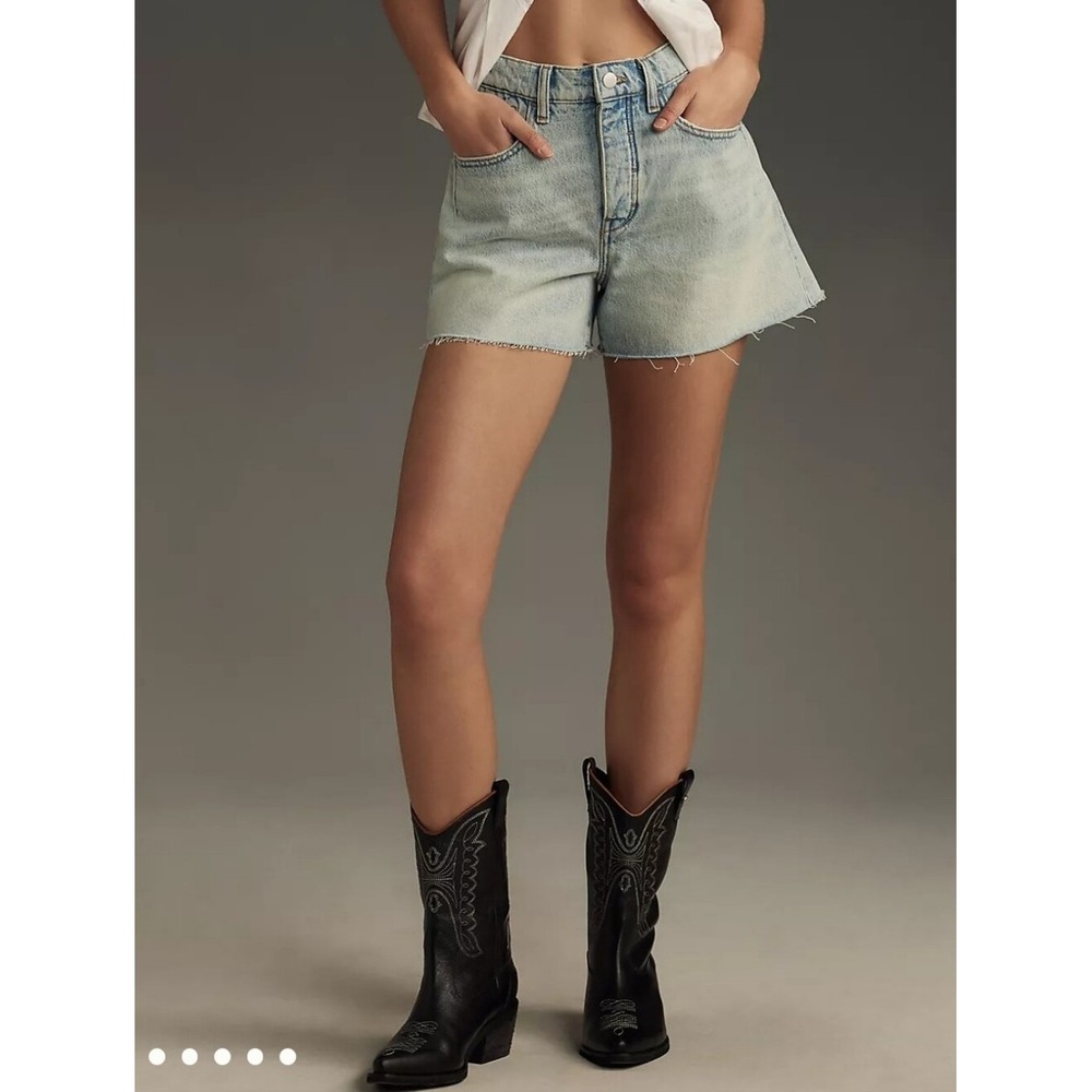 Pilcro Denim Shorts Women 30 Light Wash Cotton Raw Hem High Rise Anthropologie
